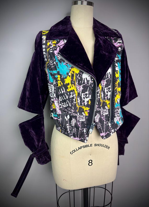 RagLuxe Purple Velvet Cutout Motorcycle Jacket
