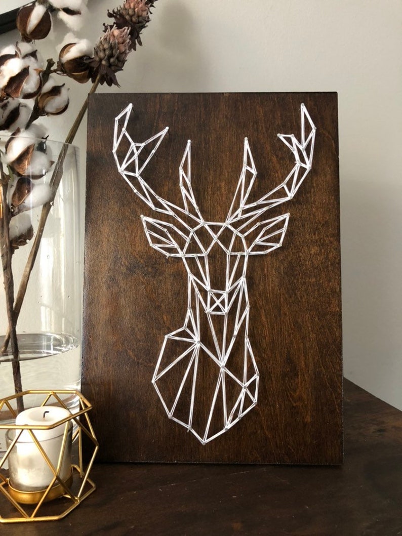 Geometric Deer Head String Art ready to ship Etsy