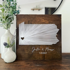 Personalized State String Art with Heart- Any State! Anniversary/Wedding Gift.