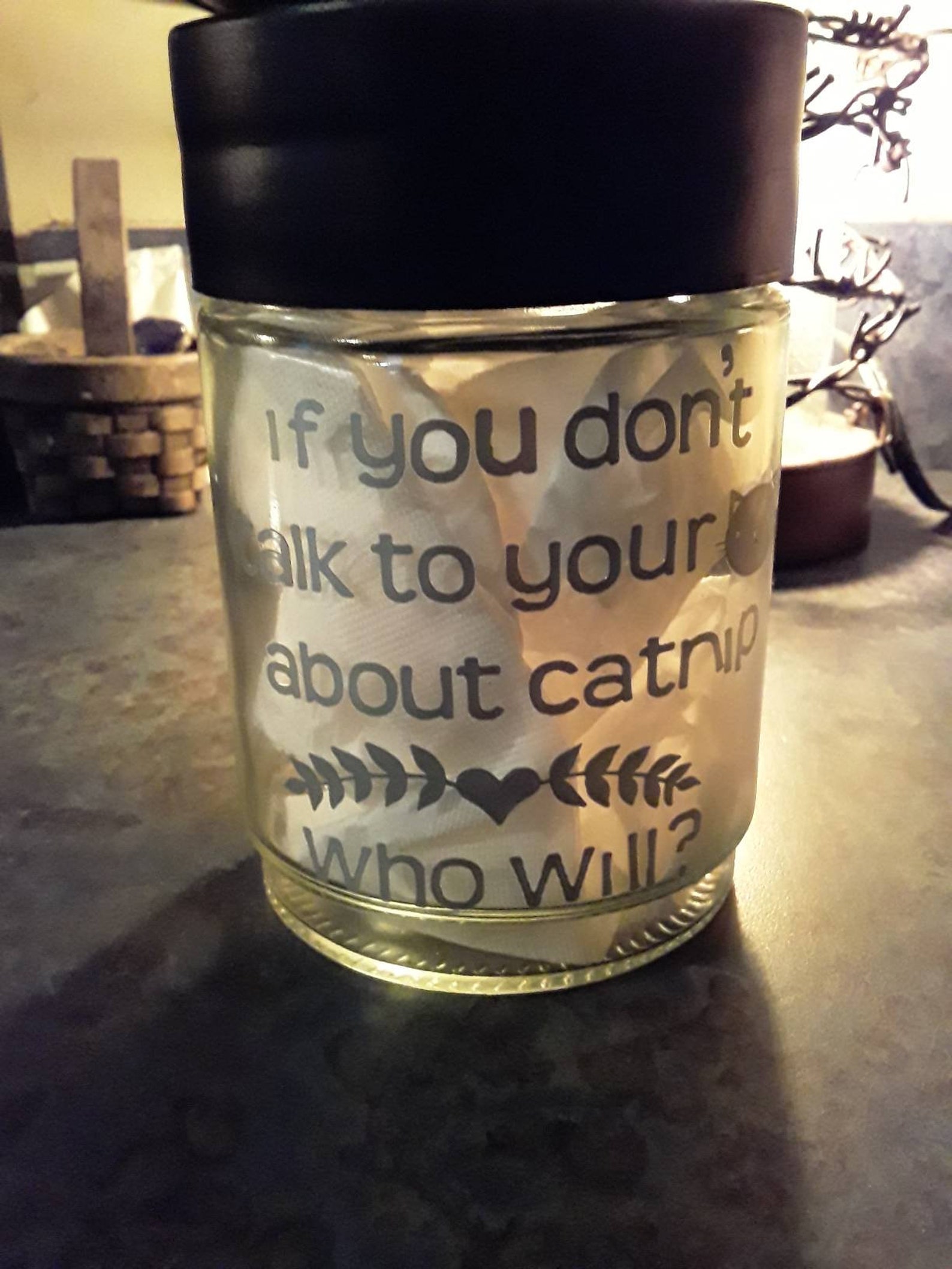 Funny cat treat jar catnip jar catnip cat gift cat mom Etsy