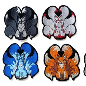 Six Tailed Fox Kitsune Embroidered Applique Patch Iron on or Sew on
