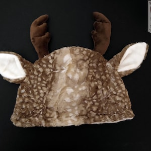 Super Soft Faux Fur Deer Fawn Hat with Floppy Ears and Antlers