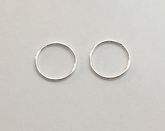 Gauge 22 1Pair 4 5 6 7 mm 14k Rose Gold Fill, Silver .925 Cartilage Helix Hoop Earrings Tragus Daith Septum Piercing Jewelry Nose Ring