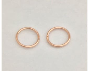 14 kt Solid Rose Gold 3.5-6 mm Forward Helix Rook Snug Fit Hoop Earrings 22 24 Gauge Nose Ring Tragus Auricle Cartilage Piercing