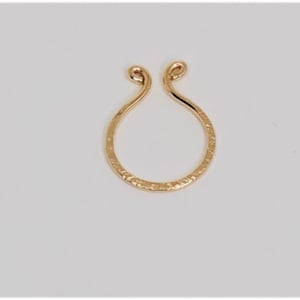 Fake Septum ring 14k gold filled Shimmer textured Dainty septum jewelry image 2