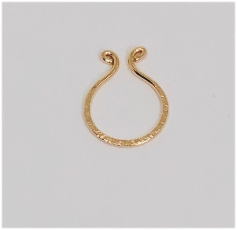 Fake Septum ring 14k gold filled Shimmer textured Dainty septum jewelry image 2