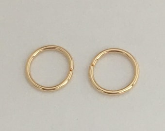 1pair 14k Rose Gold Hoop Earring: Snug Rook, Tragus, Cartilage (22/24 Gauge)