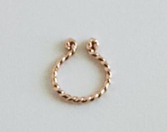 1mm twisted fake septum jewelry 14k Rose Gold fill Faux Septum 6 to 11mm