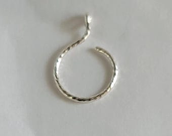Sparkle Sterling Silver Faux Nose Ring, 20 Gauge (Non Piercing)