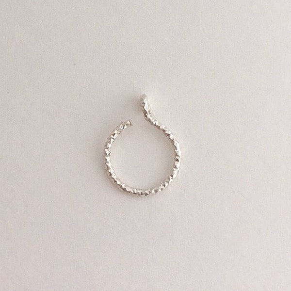 Silver Faux Nose Ring Non piercing 20 Gauge Sparkle Pattern 6 7 8 9 10 mm Fake Nose Jewelry Cheater Nose Ring