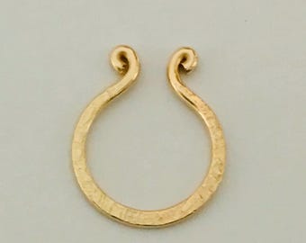 Textured fake Septum cuff 14k gold fill Shimmer Dainty septum ring jewelry