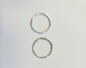 Dainty Sterling Silver Hoop Earrings, Helix Tragus Nose Ring (Pair)