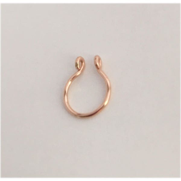 Dainty Fake Septum Ring 14k Yellow, Rose Gold Fill Faux Septum Ring Sterling .925 Silver Body Cheater Jewelry Non Piercing Body Jewelry