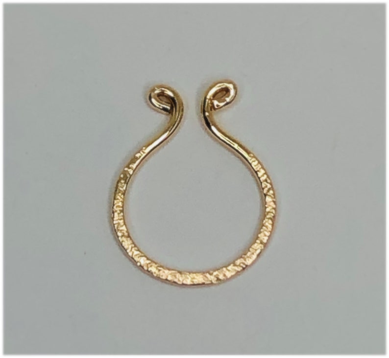 Fake Septum ring 14k gold filled Shimmer textured Dainty septum jewelry image 1