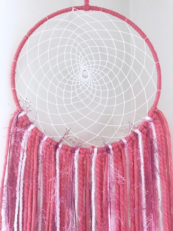 Hot Pink Dream Catcher Bright Pink Wall Hanging Girl Room Decor Pink Bedroom Decor Girly Bedroom Wall Art Daughter Birthday Present
