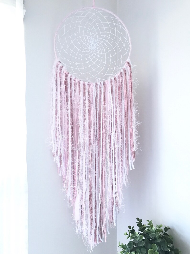 Light Pink Dream Catcher Large Pink and White Dreamcatcher | Etsy