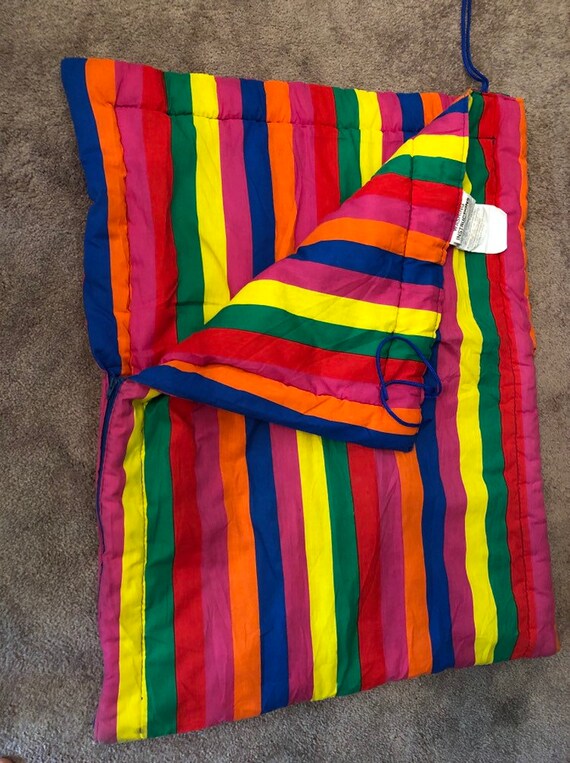 Vintage Coleman Youth Sleeping Bag 35 Rainbow Striped Bag Etsy
