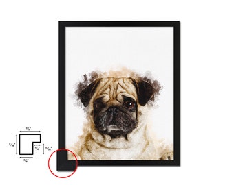 Mops Hund Welpen Portrait gerahmt Druck Pet Home Decor benutzerdefinierte Aquarell Wand Kunst Geschenke