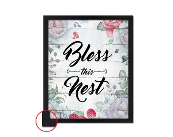 Bless The Nest Quote Saying Paper Print Black Wood Picture Frame Flower Home Decor Wall Art Gift Ideas