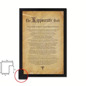 Hippocratic Medical Oath, Print with Picture Frame, Gifts for Medical Students, Doctor Office Decor Wall Art Collection Gift Ideas