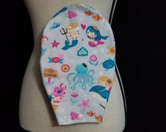 Ostomy Bag Cover, Mermaids, Flannel, Open End, Snap Closure, Colostomy Bag Cover, Stoma Bag Cover, Ileostomy, Urostomy, Pouch Cover