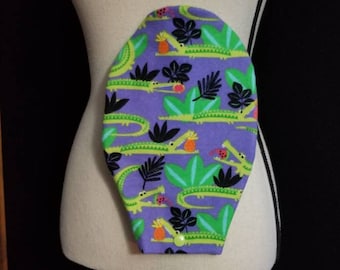 Ostomy Bag Cover, Alligators, Flannel, Open End, Snap Closure, Colostomy Bag Cover, Stoma Bag Cover, Ileostomy, Urostomy, Pouch Cover
