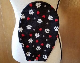 Ostomy Bag Cover, Paws/Hearts, Flannel, Open End, Snap Closure, Colostomy Bag Cover, Stoma Bag Cover, Ileostomy, Urostomy, Pouch Cover