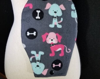 Ostomy Bag Cover, Puppies, Flannel, Open End, Snap Closure, Colostomy Bag Cover, Stoma Bag Cover, Ileostomy, Urostomy, Pouch Cover