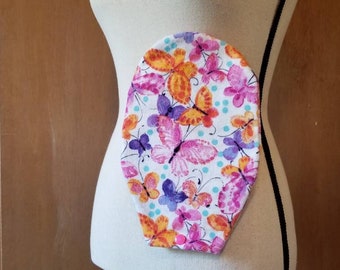 Ostomy Bag Cover, Butterflies, Flannel, Open End, Snap Closure, Colostomy Bag Cover, Stoma Bag Cover, Ileostomy, Urostomy, Pouch Cover