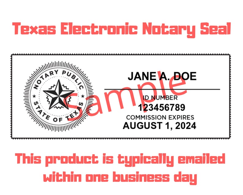 Texas Electronic Notary Seal Etsy