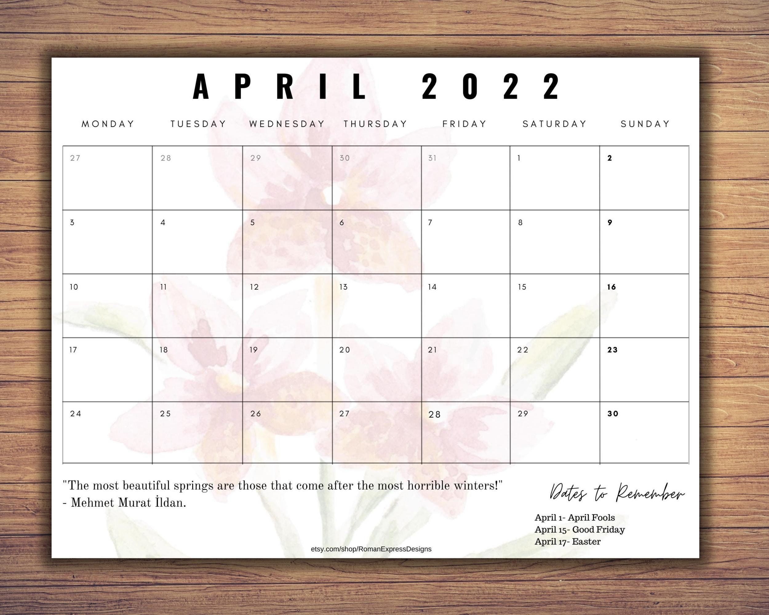 April May June 2022 Calendar Editable Fillable Minimalist - Etsy Australia