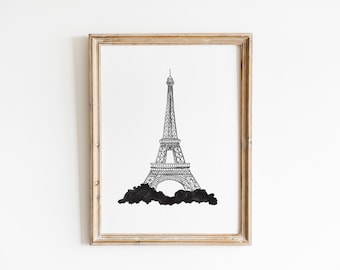 Eiffelturm Illustration, digitaler Download, Paris, Frankreich, Wahrzeichen der Stadt