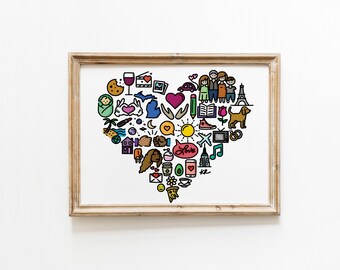 Liebe Collage Digital Download, Ikonographie, Icons, Liebe Illustration