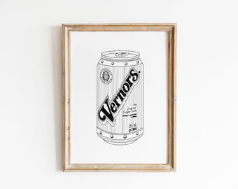 Vernors Can Illustration, Digital Download, Detroit, Michigan, Pop Can
