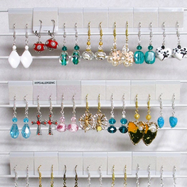 Wholesale bulk lot of 21 pair handmade dangle earrings, dangle 1/2" to 1.5", N