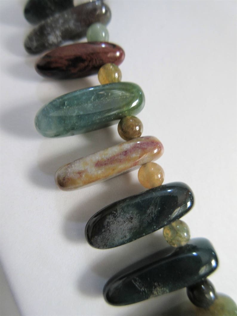 multicolored gemstone daggers 29 long necklace with 1 earrings F-8 earthtones Fancy Jasper gemstone jewelry set
