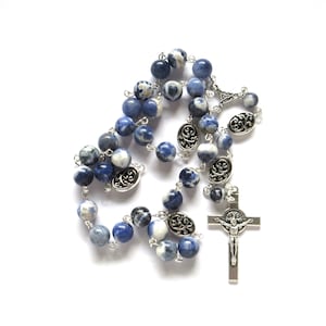 Sodalite gemstone Anglican rosary, Blue prayer beads, 473