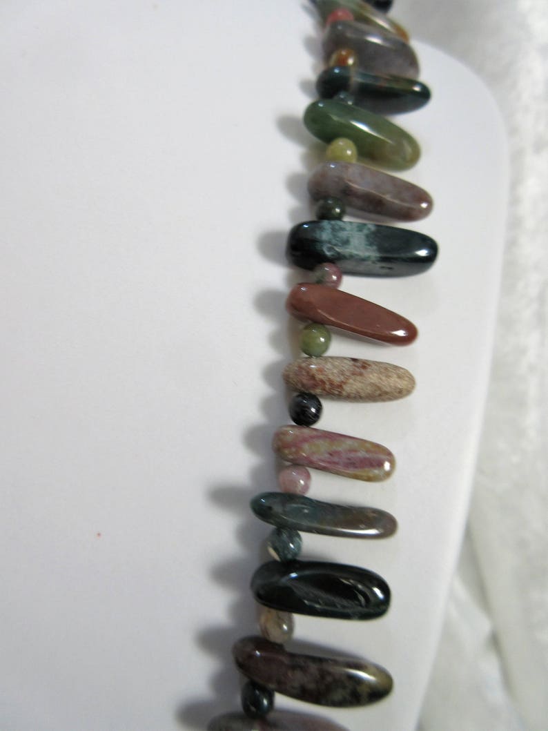 multicolored gemstone daggers 29 long necklace with 1 earrings F-8 earthtones Fancy Jasper gemstone jewelry set