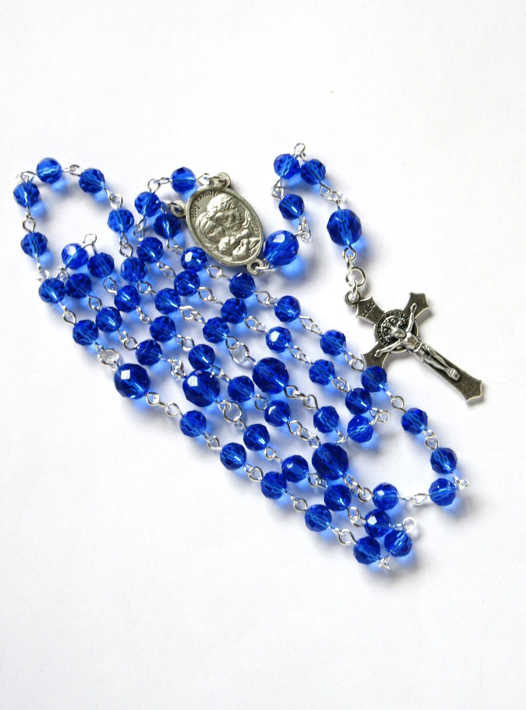 Holy Family Blue Catholic Czech Crystal Rosary, 949 Etsy