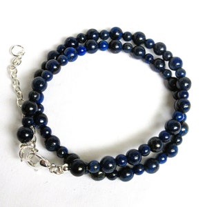 Lapis Lazuli choker, blue gemstone 15 inch necklace, short necklace, 137