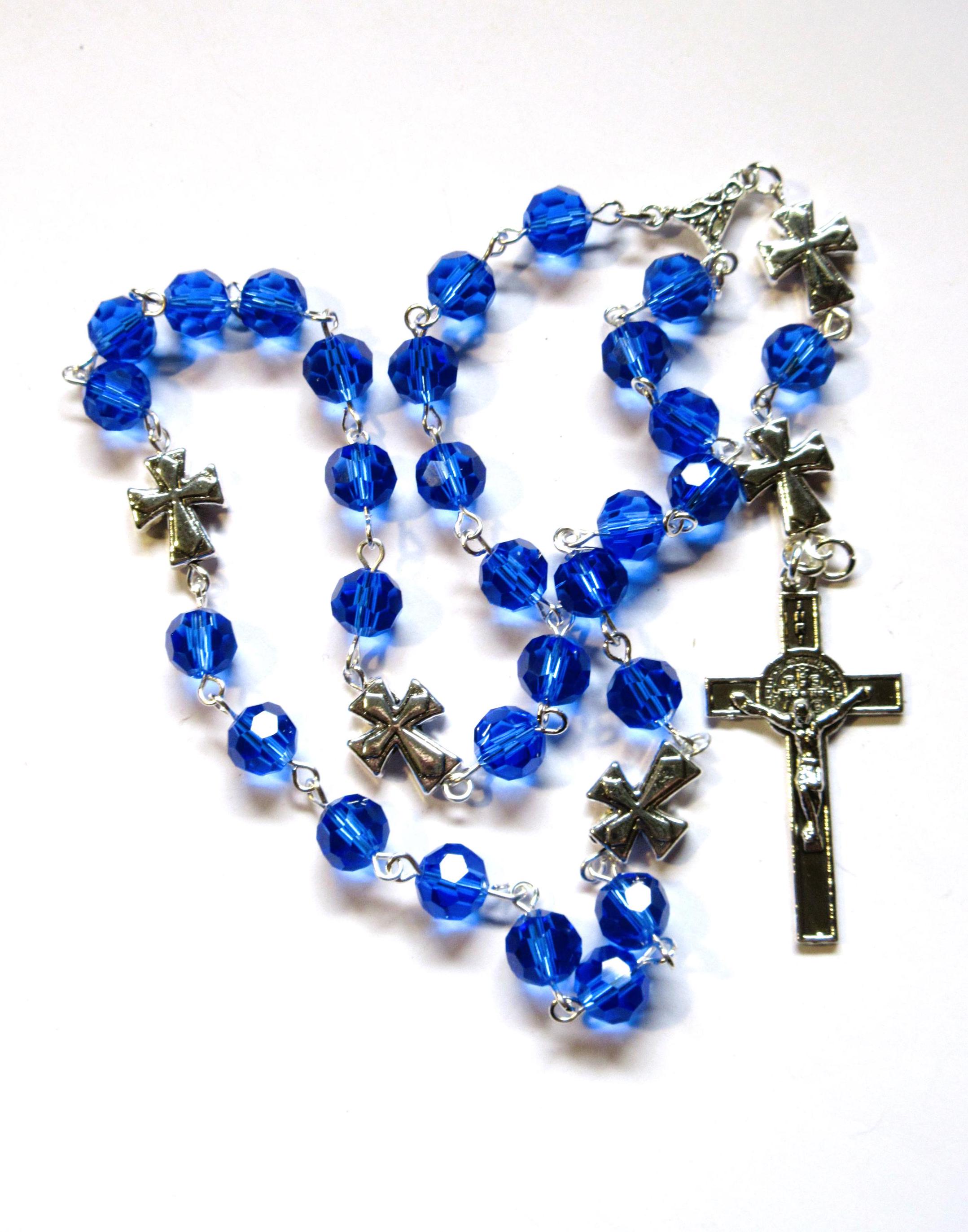 Transparent Blue Anglican Rosary, Larger Beads, Episcopalian
