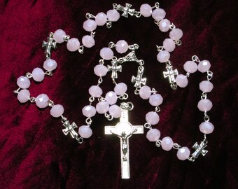 Pale pink luster Lutheran rosary, Longworth Lenten version, 996