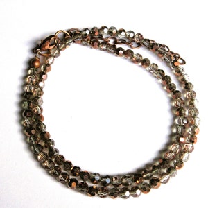 Half copper plated choker, 16&quot; adjustable necklace, small beads, 738