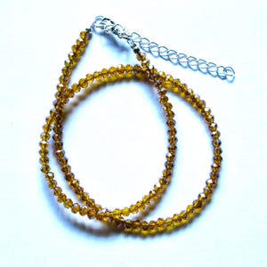 Honey gold choker, tiny faceted glass beads, 16&quot; adjustable necklace, 21