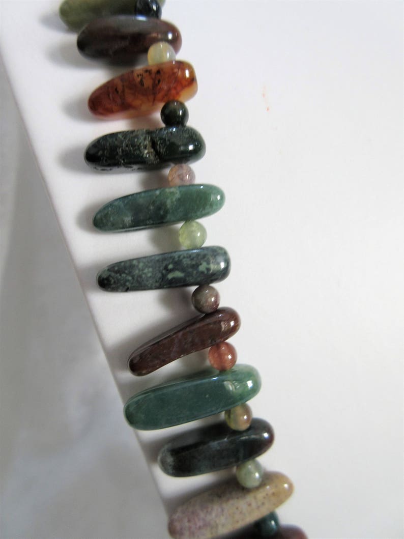 multicolored gemstone daggers 29 long necklace with 1 earrings F-8 earthtones Fancy Jasper gemstone jewelry set