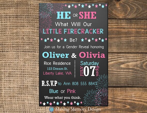 Little Firecracker Gender Reveal Invitation Etsy Little Firecracker Gender Reveal Invitation Etsy