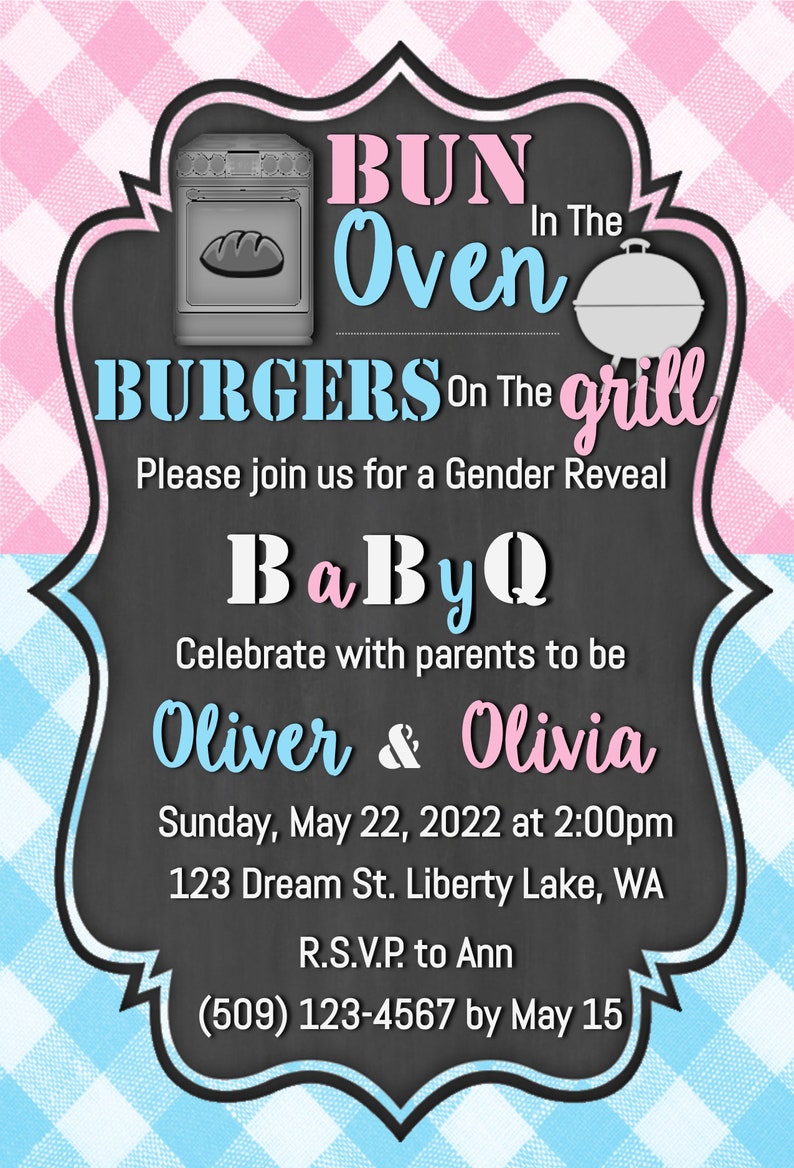 Gender Reveal BBQ Invitation Etsy