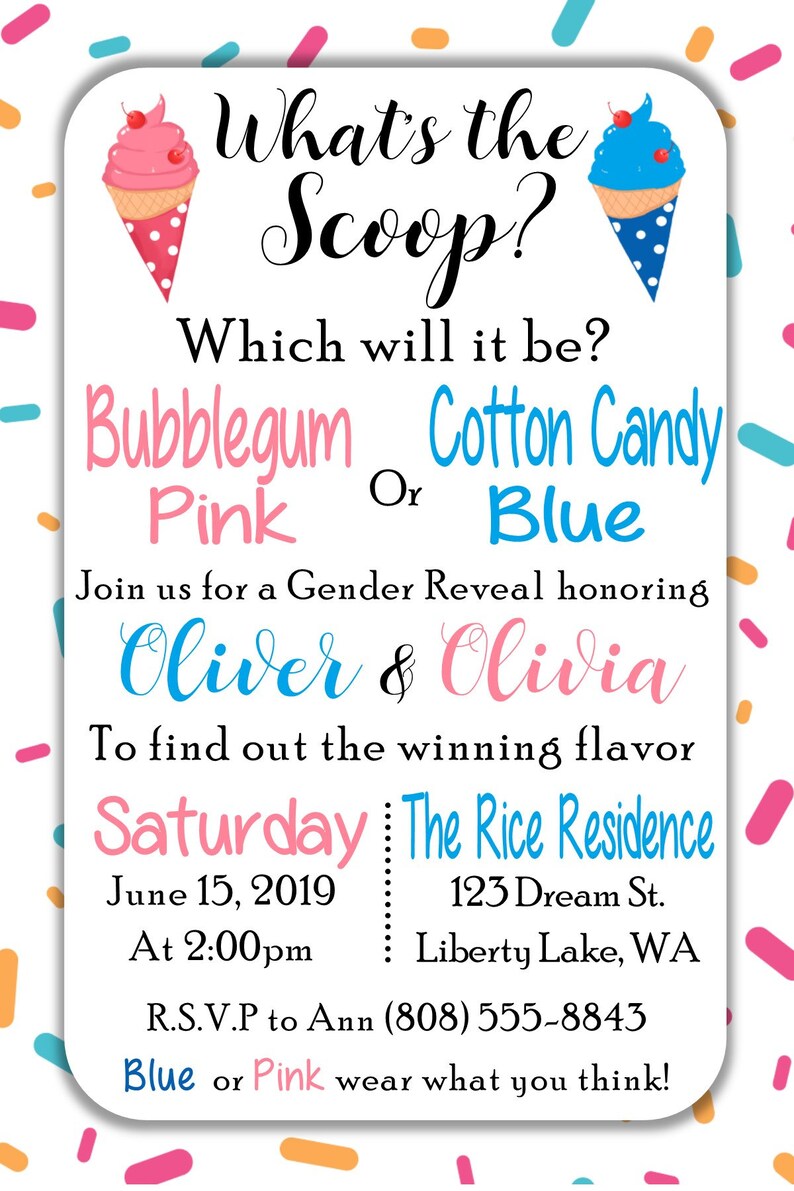 What's the Scoop Gender Reveal Invitation Etsy