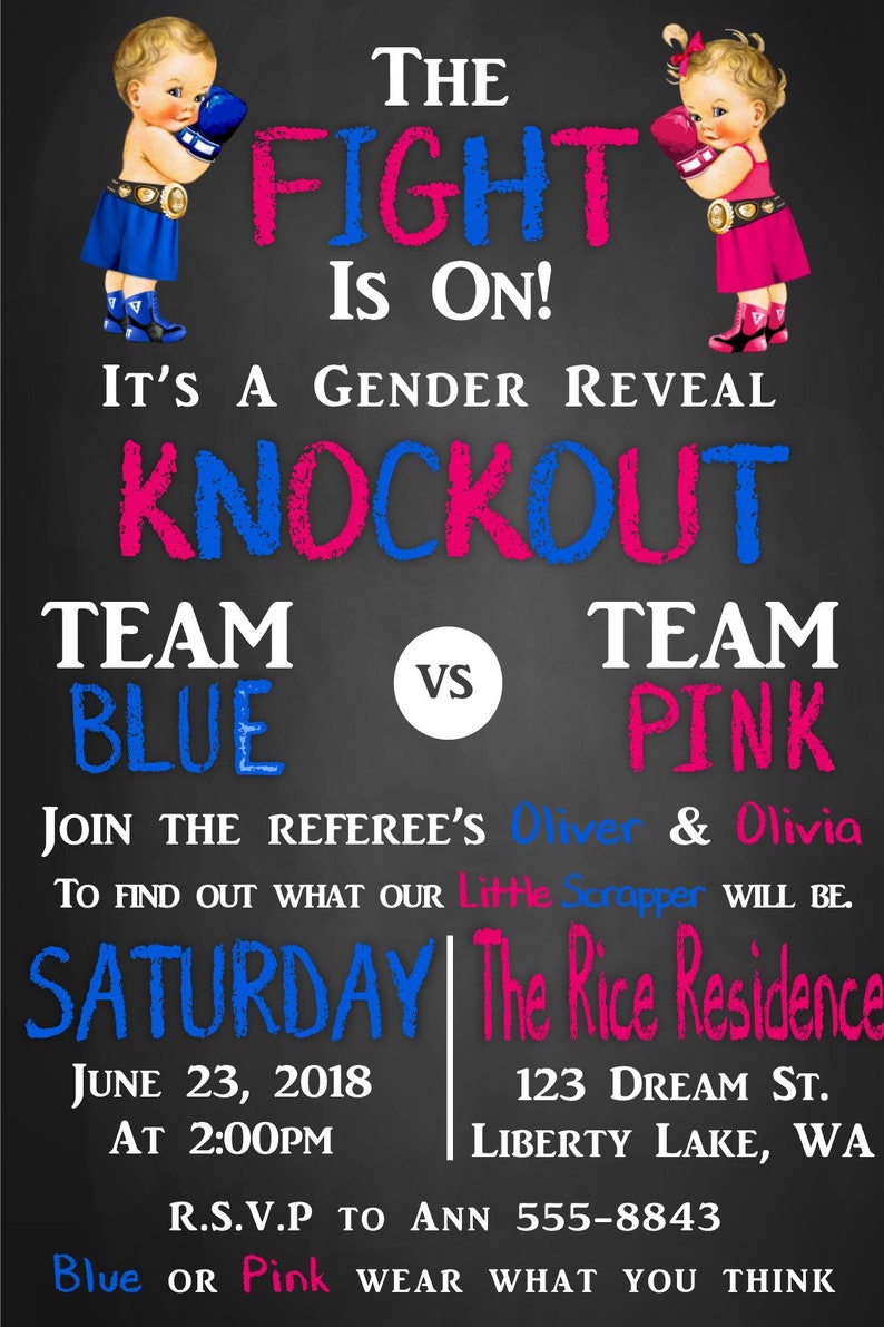 Baby Boxing Gender Reveal Invitation | Etsy