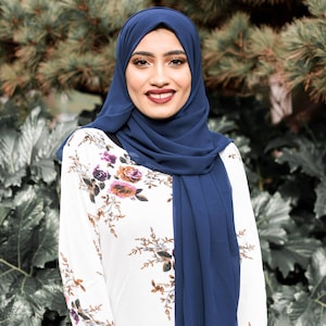 Navy Luxury Chiffon Hijab| Hijab for girls| Hijab muslim| Hijab scarf| Hijab Gift| Headscarf for women| Chiffon Hijab| Chiffon shawl|islam